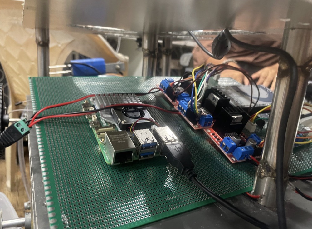 Raspberry Pi and motor drivers on the AgriBOT chassis